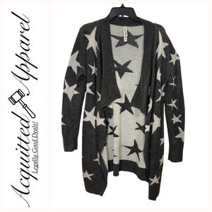 Bethney Mota Stars Long Open Front Long Sleeve Sweater M